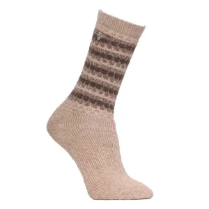 Meia Columbia Texture Wool Crew Feminino Marrom Bark