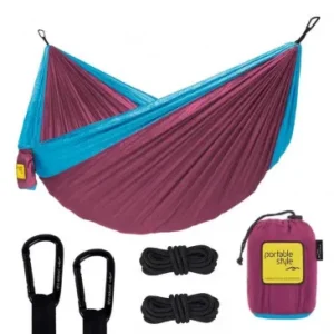 Rede Descanso Portable Style Casal H2 com Corda Roxo/Azul